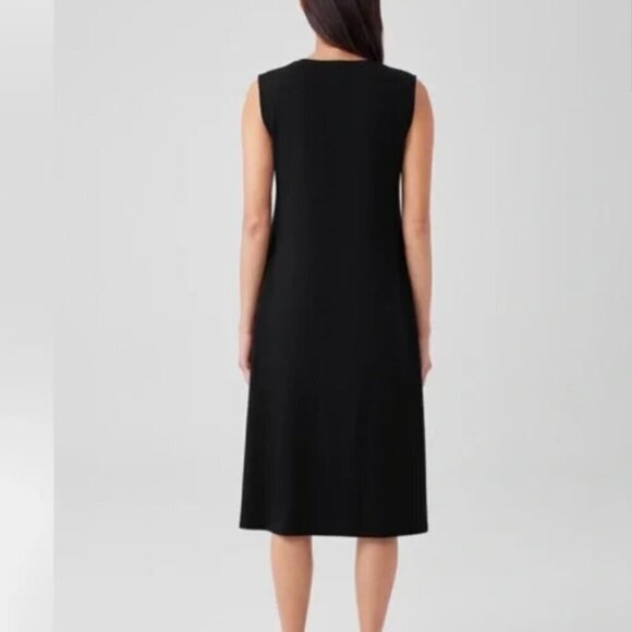 Eileen Fisher Stretch Jersey Knit V-Neck Tank Midi Dress Medium Black - Picture 3 of 11
